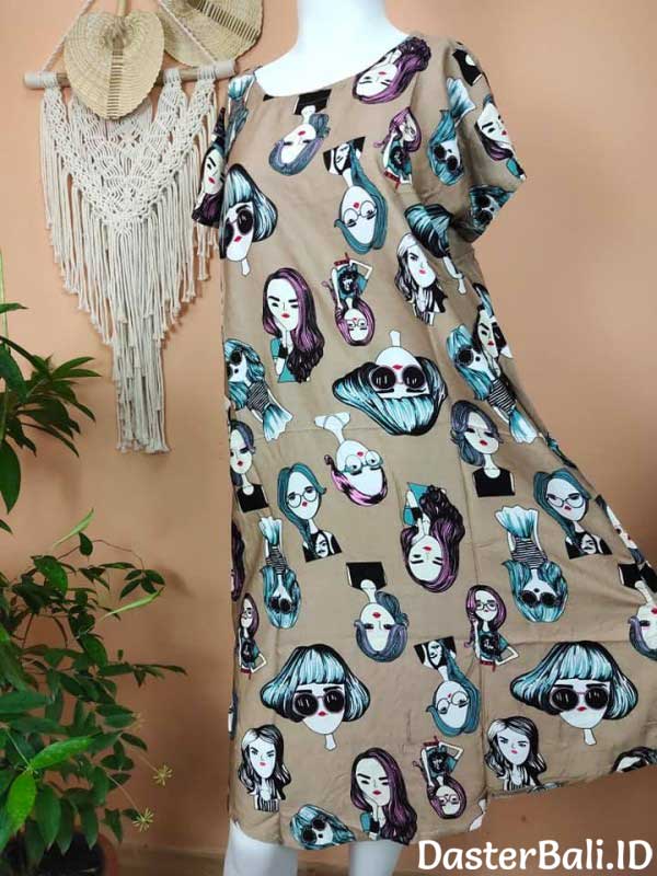 Daster Payung Motif Retro Warna Cokelat
