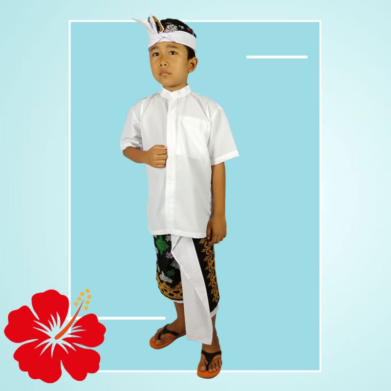 Set Pakaian Adat Anak Bali Warna Putih