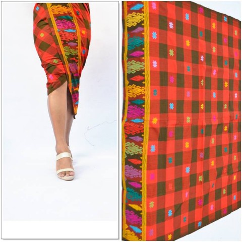 Tenun Songket Singaraja Warna Orange Tua