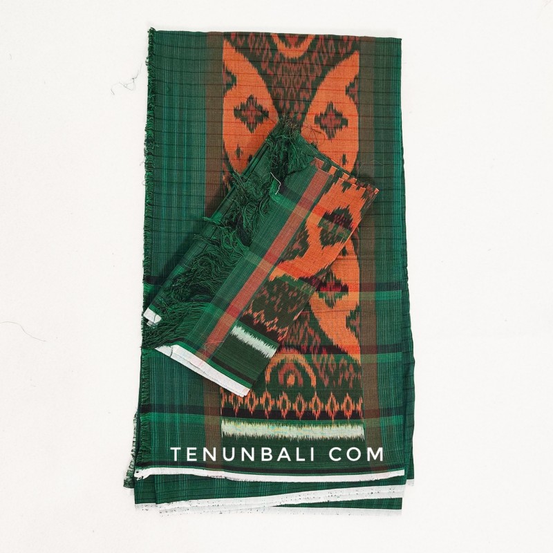 endek dobol warna hijau set selendang