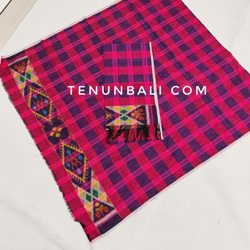 endek dobol warna magenta kombi lembaran
