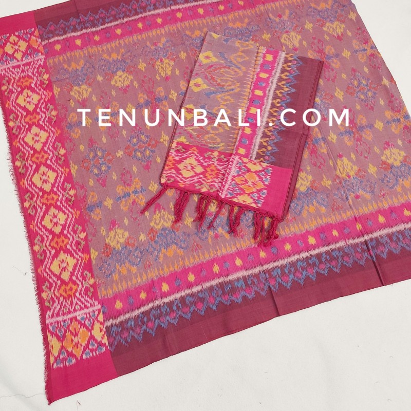 endek semi lasem warna pink kombi
