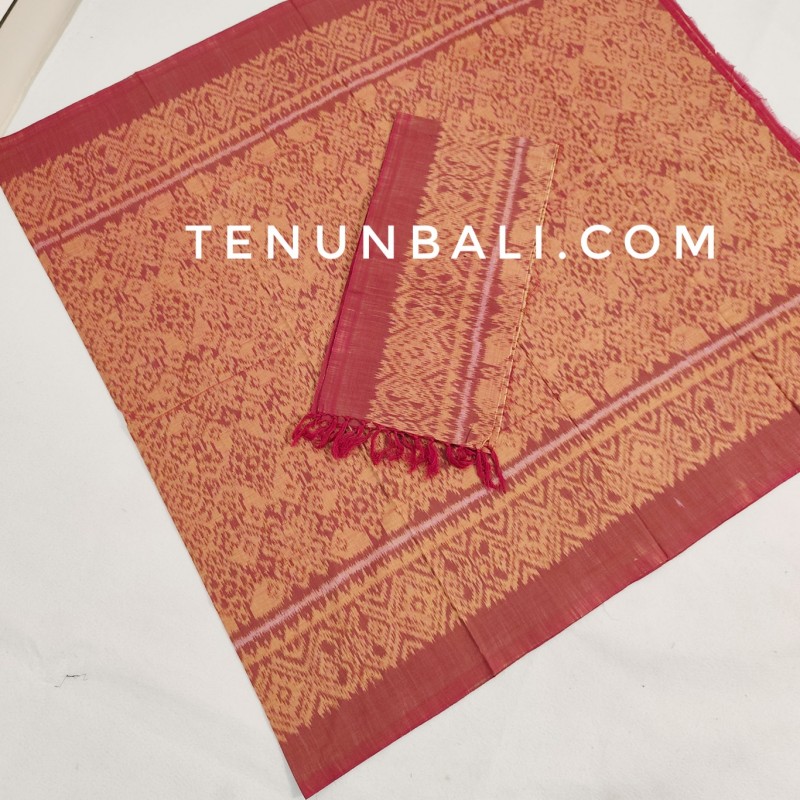 kamen endek catri warna merah bata lembaran